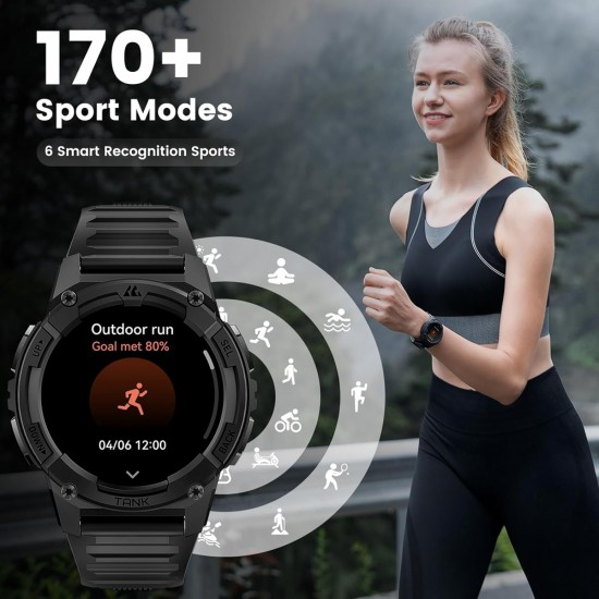 KOSPET smartwatch TANK S2, heart rate, 1.32" AMOLED, GPS, 5 ATM & IP69K, μαύρο