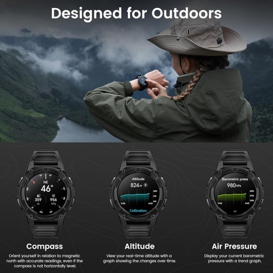 KOSPET smartwatch TANK S2, heart rate, 1.32" AMOLED, GPS, 5 ATM & IP69K, μαύρο