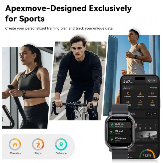 KOSPET smartwatch Pulse, heart rate, 1.96" AMOLED, IP68, μαύρο