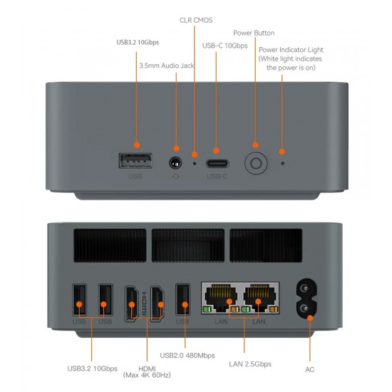 BEELINK mini PC EQR7, AMD Ryzen 7 7735U, 16GB, 500GB M.2, Windows 11 Pro