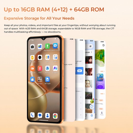 OUKITEL smartphone C17, 6.52", 4/64GB, 5000mAh, πορτοκαλί