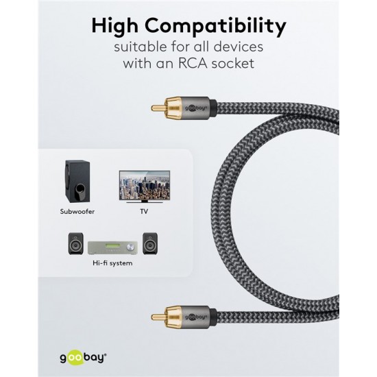 GOOBAY καλώδιο ήχου RCA σε RCA 65297, 3m, μαύρο/ασημί
