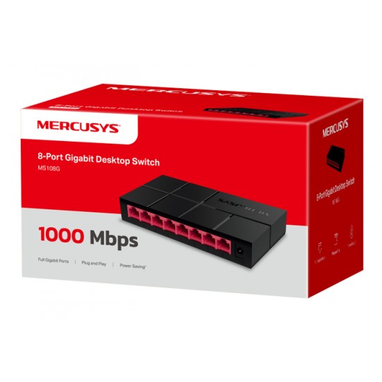 MERCUSYS Desktop Switch MS108G, 8x 10/100/1000 Mbps, V.2.40