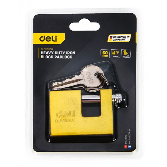 DELI λουκέτο τάκου με κλειδί DL508306, heavy duty, 60mm