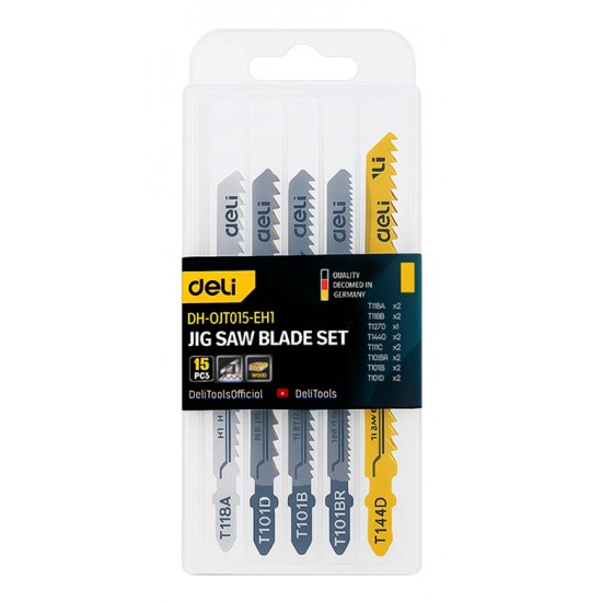 DELI σετ λάμες σέγας DH-QJT015-EH1 για μέταλλο & ξύλο, 15τμχ