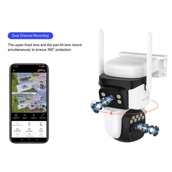 VSTARCAM smart ηλιακή κάμερα BG621DR, dual lens, 3MP, 4G, SD, PTZ, IP66