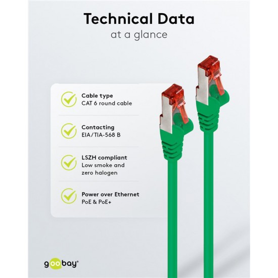 GOOBAY καλώδιο δικτύου 68289, CAT 6 S/FTP, copper, 250MHz, 1m, πράσινο