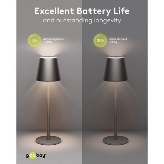GOOBAY επιτραπέζιο φωτιστικό 77673, 3000K, dimmable, επαναφορτιζόμενο, μαύρο