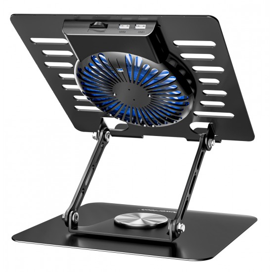 POWERTECH βάση & ψύξη laptop PT-1630 έως 17", 110mm LED fan, μεταλλική, μαύρη