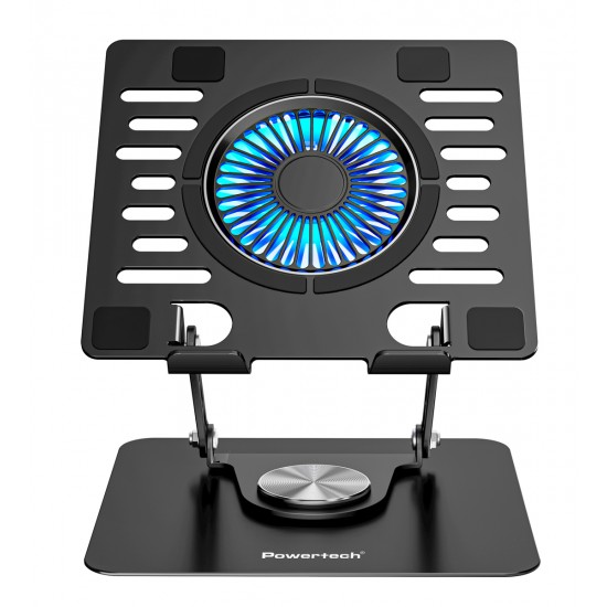 POWERTECH βάση & ψύξη laptop PT-1630 έως 17", 110mm LED fan, μεταλλική, μαύρη