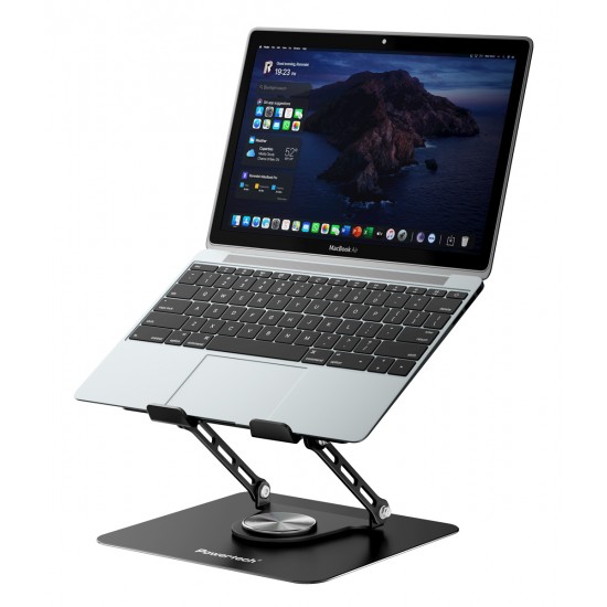 POWERTECH βάση & ψύξη laptop PT-1630 έως 17", 110mm LED fan, μεταλλική, μαύρη