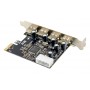 POWERTECH κάρτα επέκτασης PCIe σε 4x USB 2.0 ST622, 480Mbps, ASIX MCS9990