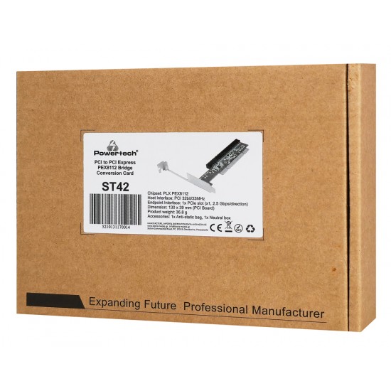 POWERTECH κάρτα μετατροπής PCI σε PCIe ST42, PLX PEX8112