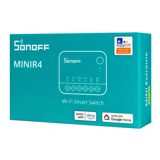 SONOFF smart διακόπτης MINIR4, 2 κανάλια, WiFi, 10A, λευκός