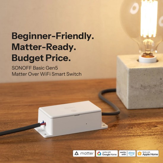 SONOFF smart διακόπτης BASIC Gen5, 1 κανάλι, WiFi, συμβατός με Matter, 10A, λευκός