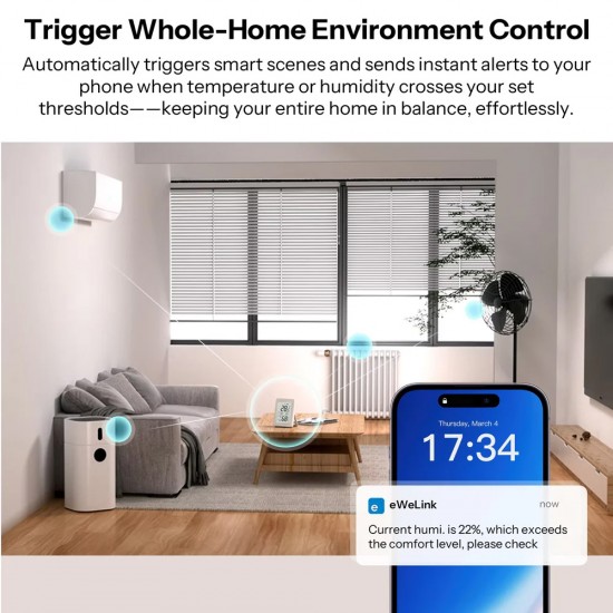 SONOFF smart θερμόμετρο & υγρασιόμετρο AirGuard TH, έως 60°C, ZigBee 3.0 & Bluetooth, λευκό