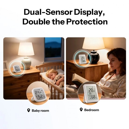 SONOFF smart θερμόμετρο & υγρασιόμετρο AirGuard TH, έως 60°C, ZigBee 3.0 & Bluetooth, λευκό