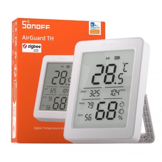 SONOFF smart θερμόμετρο & υγρασιόμετρο AirGuard TH, έως 60°C, ZigBee 3.0 & Bluetooth, λευκό