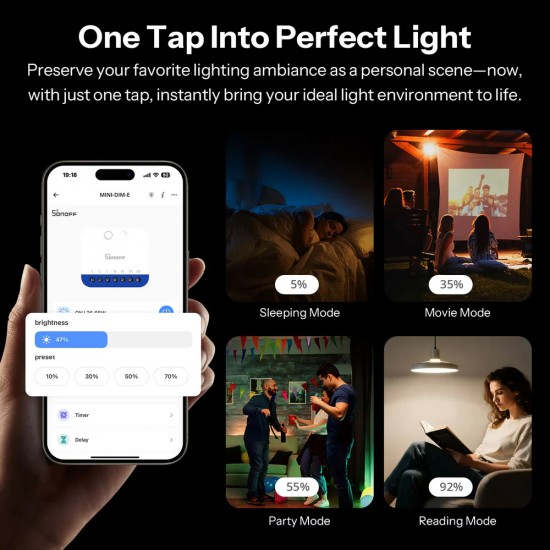 SONOFF smart επιτοίχιος διακόπτης dimmer Orb-DIM, WiFi, Matter, 400W, λευκός