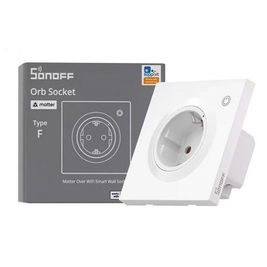 SONOFF smart επιτοίχια πρίζα ρεύματος WS01TPF-E, WiFi, Matter, 16A/4000W, λευκή