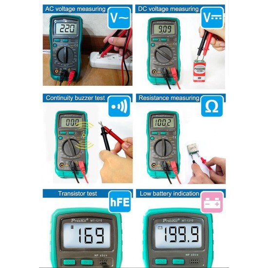 PROSKIT ψηφιακό πολύμετρο MT-1210, μέτρηση AC/DC