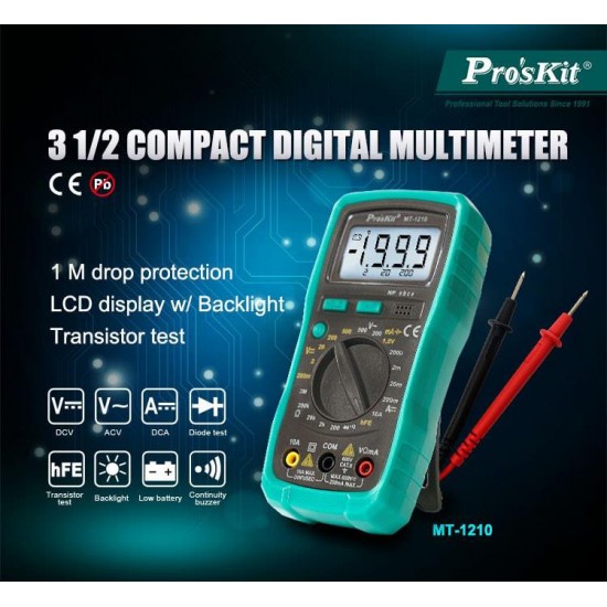 PROSKIT ψηφιακό πολύμετρο MT-1210, μέτρηση AC/DC