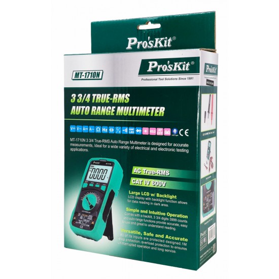 PROSKIT ψηφιακό πολύμετρο MT-1710N, μέτρηση AC/DC, True RMS, NCV