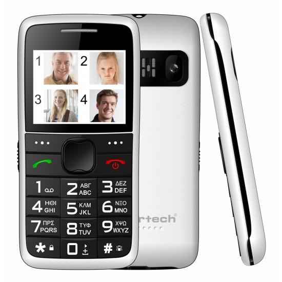 POWERTECH κινητό τηλέφωνο Sentry Eco V2, dual SIM, πλήκτρο SOS, λευκό