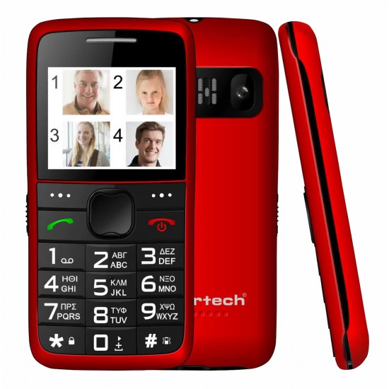 POWERTECH κινητό τηλέφωνο Sentry Eco V2, dual SIM, πλήκτρο SOS, κόκκινο