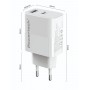 POWERTECH φορτιστής τοίχου PT-1636 με καλώδιο, USB/USB-C, 30W, GaN, λευκός