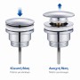 BRUNO βαλβίδα νιπτήρα Pop Up BRN-0313, 1-1/4", ανοξείδωτο ατσάλι, χρωμέ