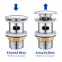 BRUNO βαλβίδα νιπτήρα Pop Up BRN-0315, 1-1/4", ανοξείδωτο ατσάλι, χρωμέ
