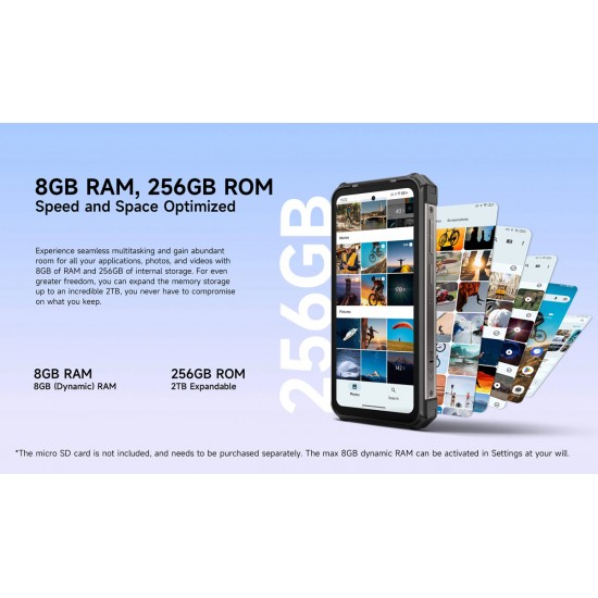 ULEFONE smartphone RugKing 5 Pro, 6.78", 8/256GB, 20000mAh, IP68/IP69K/MIL-STD-810H, μαύρο