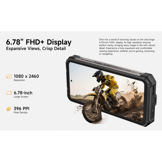 ULEFONE smartphone RugKing 5 Pro, 6.78", 8/256GB, 20000mAh, IP68/IP69K/MIL-STD-810H, μαύρο