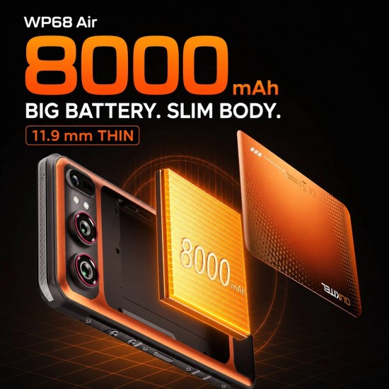 OUKITEL smartphone WP68 Air, 6.88", 12/512GB, 5G, 8000mAh, IP68/IP69K/MIL-STD-810H, πορτοκαλί