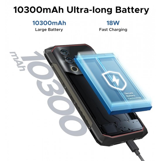 DOOGEE smartphone Blade10 Power, 6.6", 8/128GB, 10300mAh, IP68/IP69K/MIL-STD-810H, μαύρο