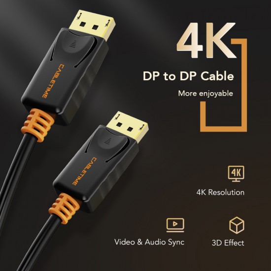 CABLETIME καλώδιο DisplayPort CT-AV585-01G, 4K/60Hz, 1.8m, μαύρο