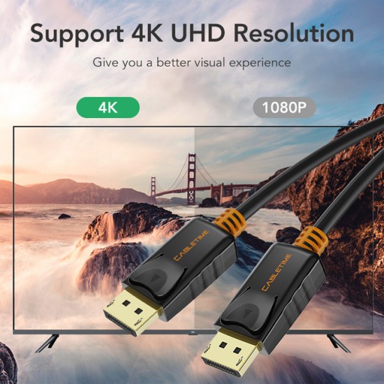 CABLETIME καλώδιο DisplayPort CT-AV585-01G, 4K/60Hz, 1.8m, μαύρο