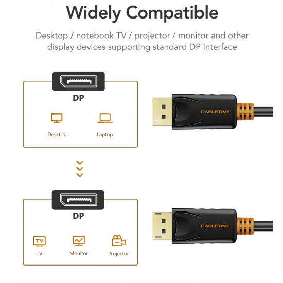 CABLETIME καλώδιο DisplayPort CT-AV585-01G, 4K/60Hz, 3m, μαύρο