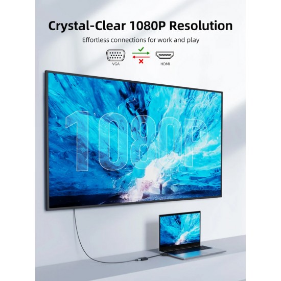 CABLETIME αντάπτορας VGA σε HDMI CT-AV582-VGAH με 3.5mm & micro USB, 1080p/60Hz, μαύρος
