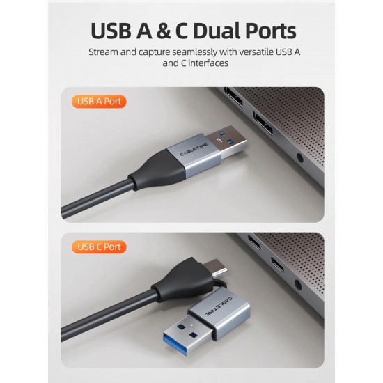CABLETIME video capture CT-ACHC3-AG, HDMI/USB & USB-C, 4K/30Hz, γκρι