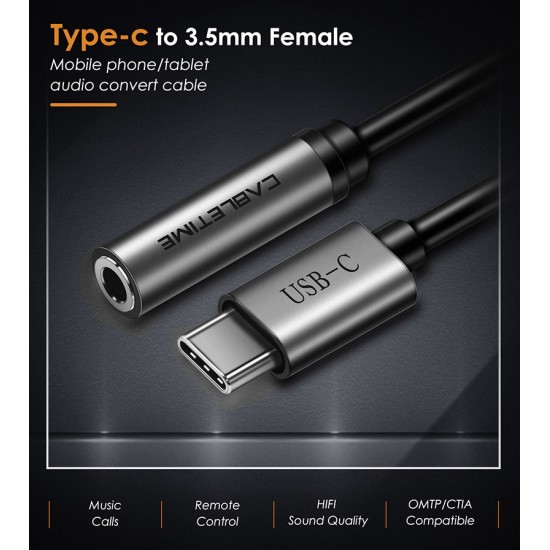 CABLETIME αντάπτορας USB-C σε 3.5mm CT-CMAUDIO, γκρι