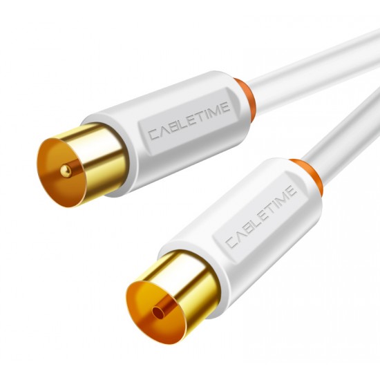 CABLETIME καλώδιο κεραίας CT-AV101-02, 75 Ohm, 1m, λευκό