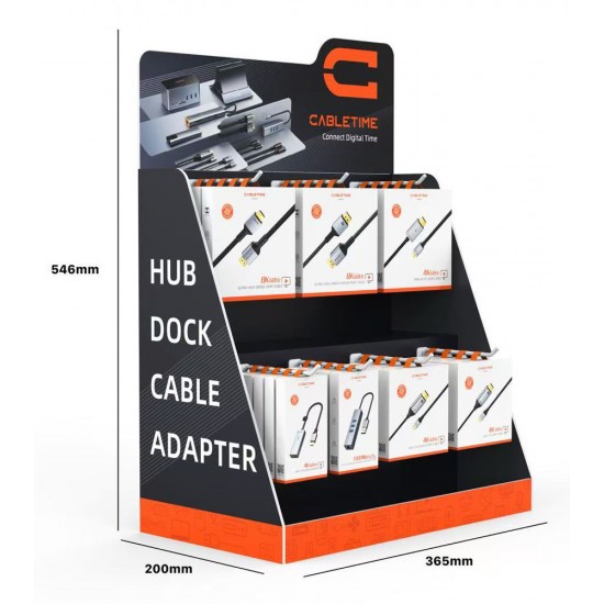 CABLETIME stand προβολής CT-STAND-SMALL με γάντζους, 36.5 x 20 x 54.6cm