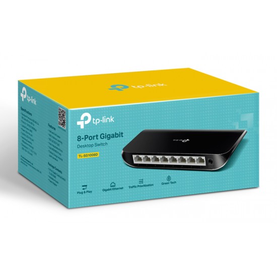TP-LINK Desktop Switch TL-SG1008D, 8-port 10/100/1000Mbps, V11.40