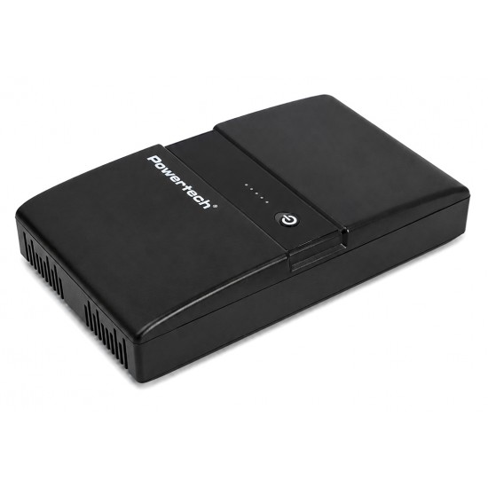 POWERTECH mini DC UPS PT-1634, 36W, 20000mAh, 3x DC, USB/USB-C, PoE/LAN, μαύρο