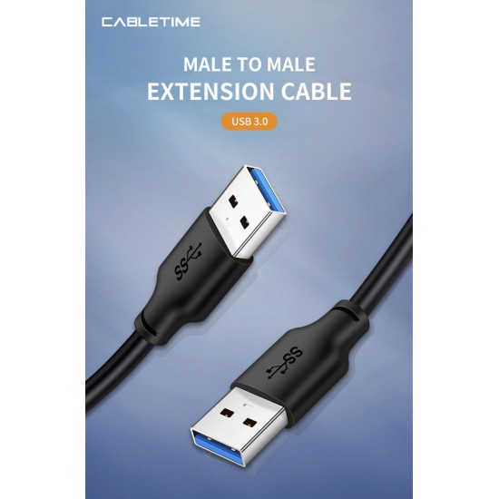 CABLETIME καλώδιο USB CT-C160-U3-AMAMN, 5 Gbps, 1m, μαύρο