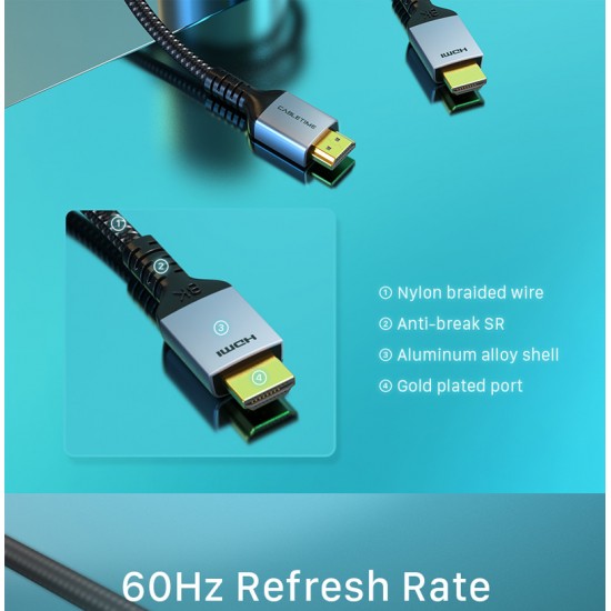 CABLETIME καλώδιο HDMI 2.1 CT-HD8K, 8K/60Hz, 48Gbps, 28AWG, 3m, μαύρο