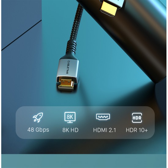 CABLETIME καλώδιο HDMI 2.1 CT-HD8K, 8K/60Hz, 48Gbps, 28AWG, 3m, μαύρο