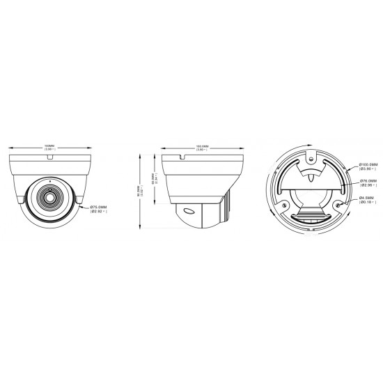 POWERTECH υβριδική κάμερα CCTV PT-1589 με μικρόφωνο & υπέρυθρα, 8MP, 2.8mm, IP66